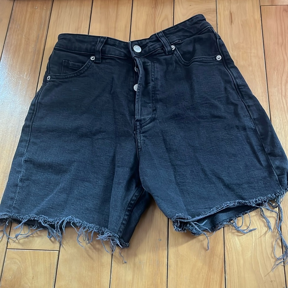 Black denim shorts